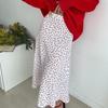 Floral Print Satin A-Line Midi Skirt Women Elegant Office Wear