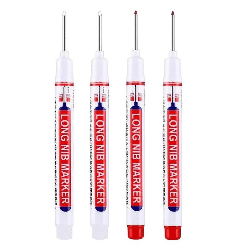 4Pcs/Set 20mm Deep Hole Long Nib Head Markers For Metal Perforating Pen Waterproof Bathroom Woodworking Decoration Multi-Purpose