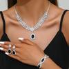 Sapphire Necklace Earrings Bracelet Four-piece Women's Jewelry Wedding Dress