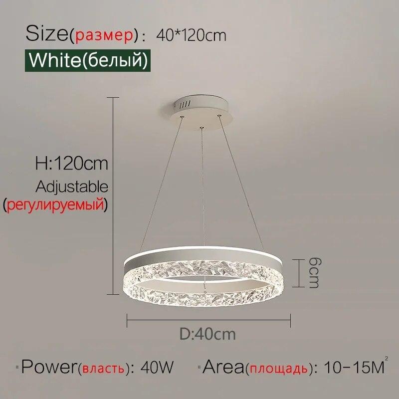 Modern Minimalist Ring Led Pendant Lights Dimmable for Table Dining Living Room Bedroom Chandelier Decor Indoor
