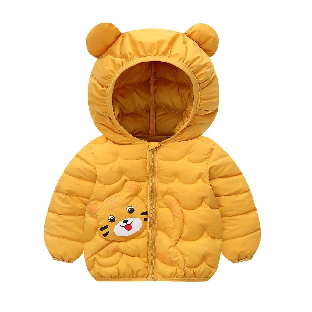 Kids Puffer Jacket with Hood and Cute Animal Ears Lightweight Quilted Outerwear for Toddlers and Children Soft Warm Cotton Coat