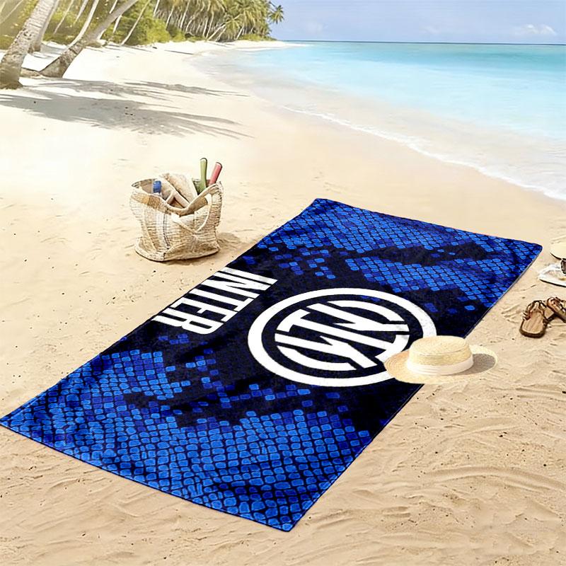 Inter Milan Print Beach Towel, Large Soft Quick Dry Towel for Beach Camping Swimming