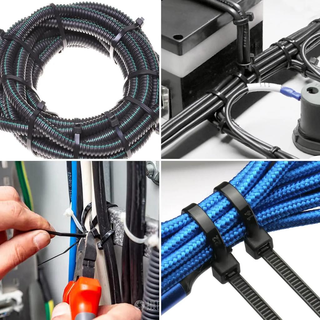 Plastic Nylon Cable Ties Self-locking Cord Ties Straps Adjustable Fastening Ring Bundle Home Office Wire Cable Zip Tie Wholesale