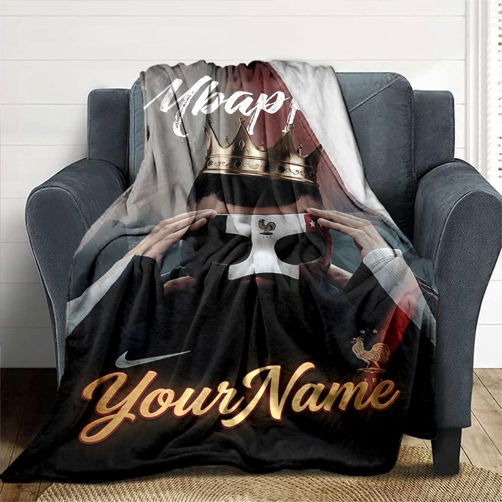 Mbappe Personalized Text Blanket Lightweight Personalized Blanket Warmthful Decor Great for Couch Livingroom Bedding Living Room