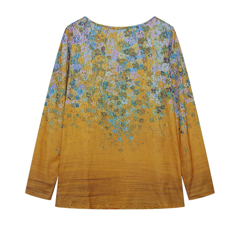 2023 Women's Floral V-neck Zipper Long Sleeve Top
