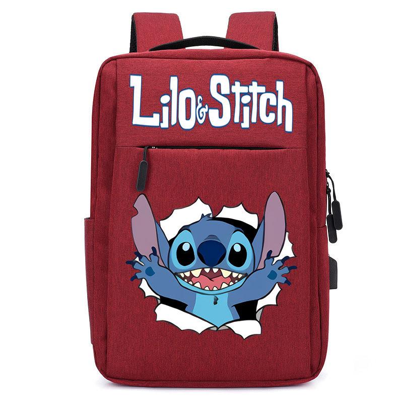 Spacious Usb Charging Stitch Backpack Nylon Material School Bag For Students