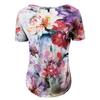 Women's Short Sleeve Tunic Loose Tops Casual Plus Size Tops Pleated Tunic Button Casual Summer Floral Tie Tops For Women