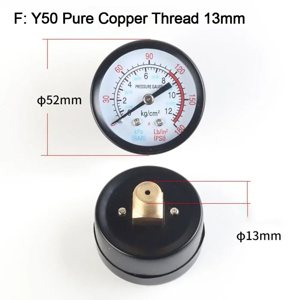 Y40 Y50 0-180PSI Gas Water Fuel Liquids Meter Pressure Gauge For Air Compressor