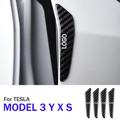 Carbon Fiber Car Door Guard Bumper Edge Corner Strip Sticker For Tesla Model 3 Y X S Buffer Trim Exterior Protection