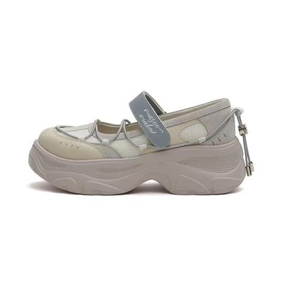 Versão pontual 2025 verão novos sapatos Mary Jane de sola grossa aumento de pequena altura feminino versátil sapatos esportivos casuais