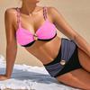 2025 Gold-Plated Color Block High Waist Bikini for Women
