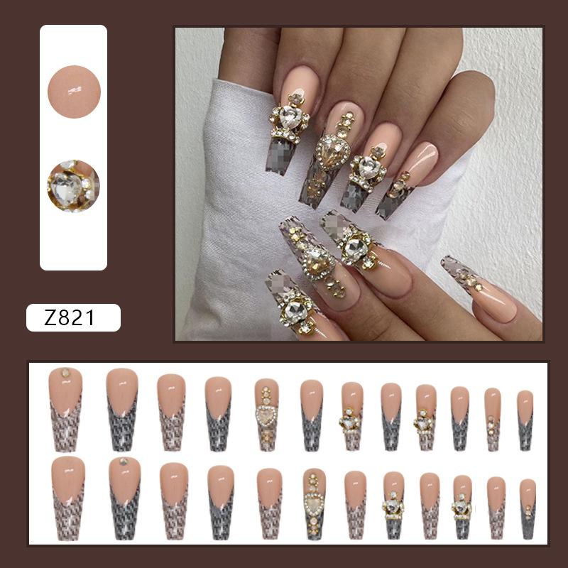 Длинный Балетный Любовный Венец Сияющий Алмазный Маникюр Европейский и Американский Стиль ins Модная Одежда Маникюр Готовый Маникюр