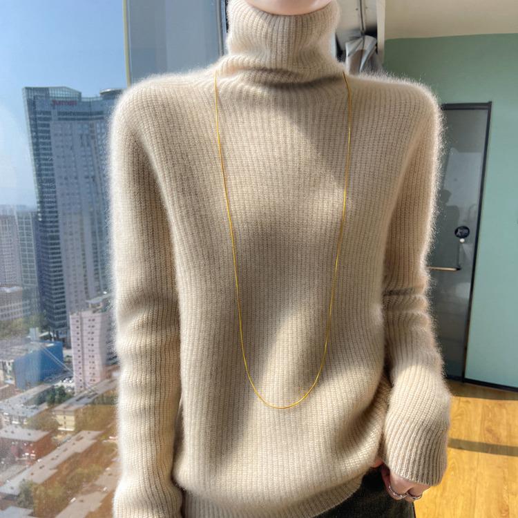 Women's Cashmere Double-Thick Turtleneck Loose Knit Sweater - Autumn/Winter