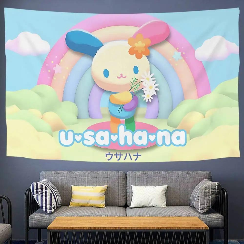 

Kawaii UUsahana Bonita Printed Tapestry Sanrio Wall Hanging Cute Cartoon Style Fantasy Background Home Decoration 74x94cm(29x37in)