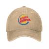 Bober Kurwa Meme Inspiriertes Burger King Baseballkappe Used-Look Denim Hüte Vintage Outdoor-Aktivitäten Unstrukturiert Weiche Sonnenschutzkappe