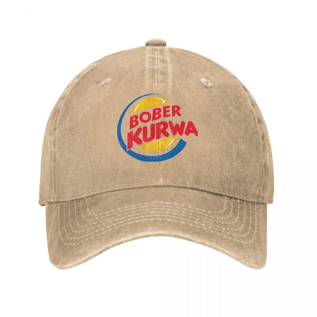 Bober Kurwa Meme Inspiriertes Burger King Baseballkappe Used-Look Denim Hüte Vintage Outdoor-Aktivitäten Unstrukturiert Weiche Sonnenschutzkappe
