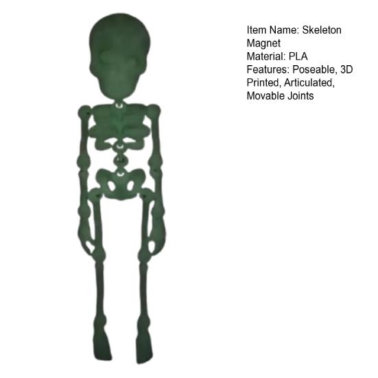 Poseable Skeleton Fridge Magnet 3D Printed Articulated Full Body Skeleton with Movable Joints Halloween Mini Skull Fridge Magnets for Home Decor