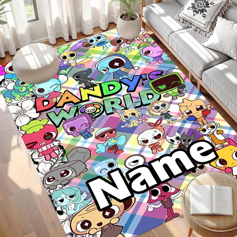 Custom Name Personalized Dandy's World Print Carpet, Versatile Home Decor Rug, for Playroom, Apartment, Balcony, Entryway, Hallway Gift