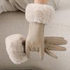 Womens PU Leather Warm Winter Gloves With Fleece Lining Touchscreen Compatible Windproof Riding
