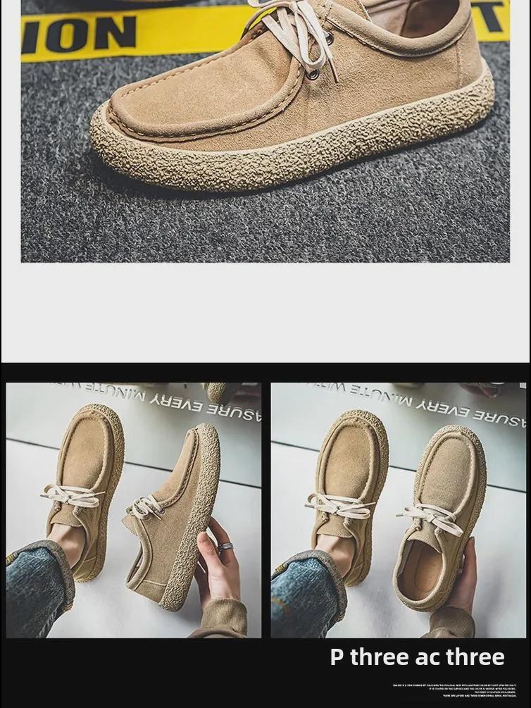 2024 Men's Frosted Leather Slip-On Shoes - Trendy Soft-Soled Casual Footwear for Spring & Summer