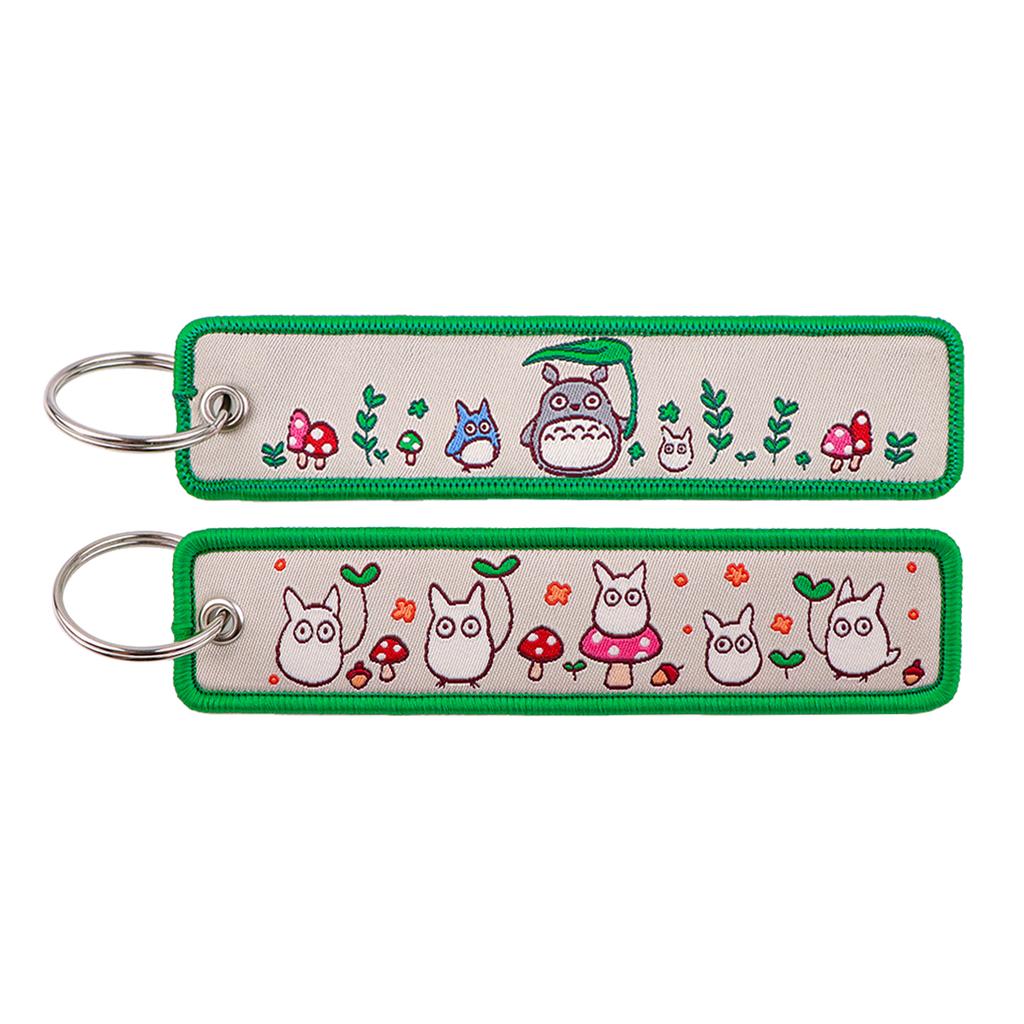 Anime Movie Embroidery Key Fobs White Dragon Key Tags Keychains for Motorcycles Cars Keyring Cosplay Accessories Fans Gifts