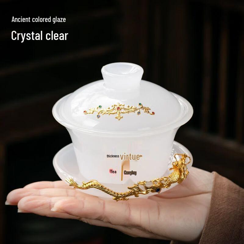 Premium Gold-Inlaid Jade Dragon Kung Fu Tea Set