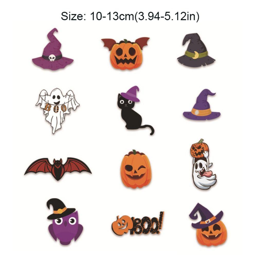 12pcs/set DIY Pumpkin Bat Ghost Pendant Cartoon Halloween Paper Hanging  Cosplay Party