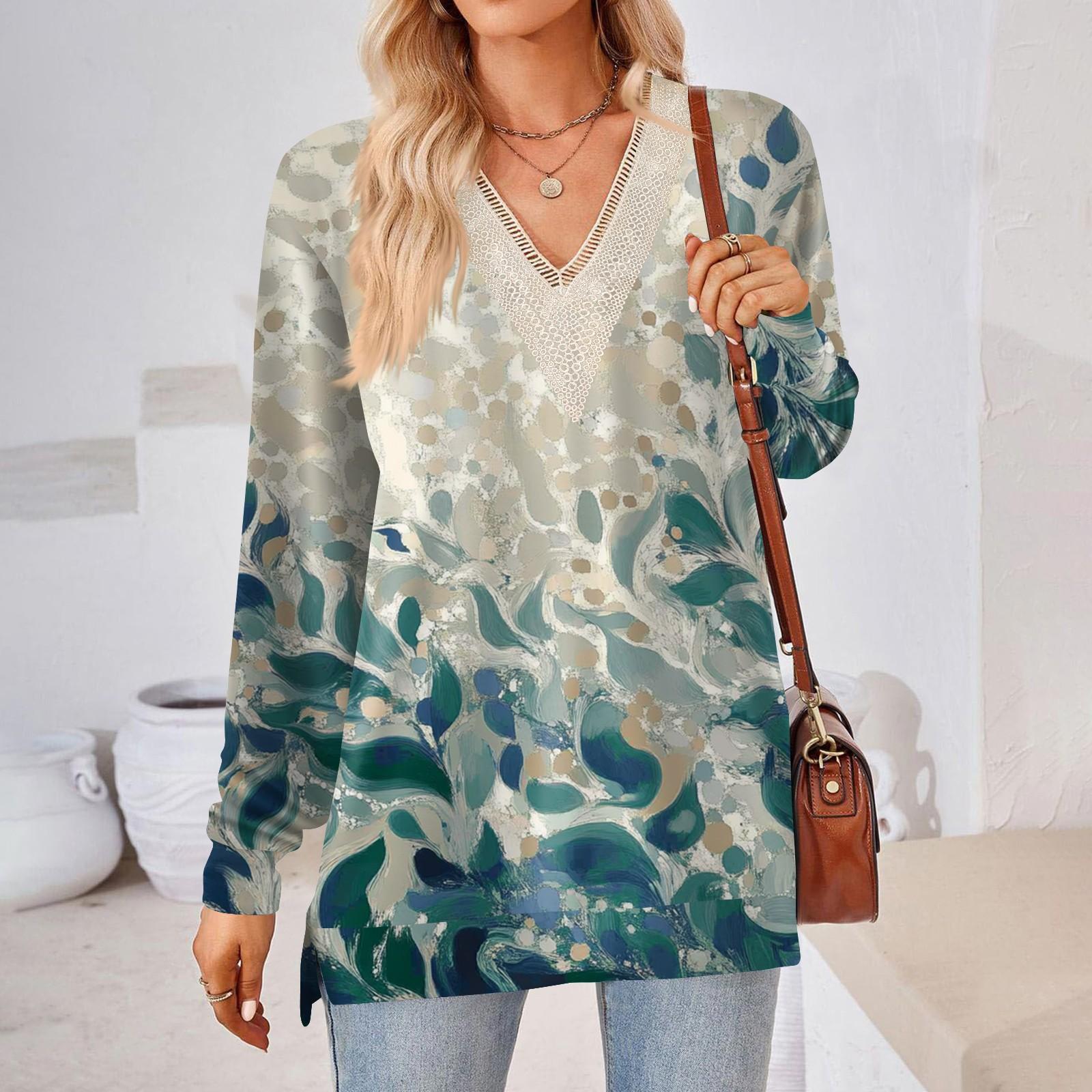 

Женские топы Свободные свободные футболки с длинными рукавами контрастного цвета и разрезом Женские топы S