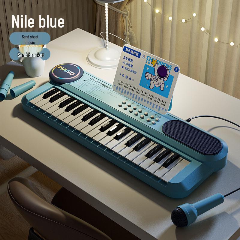 

37-Key Multifunctional Kids Electronic Keyboard with Microphone, Music Score, Beginner Girl s Toy Piano