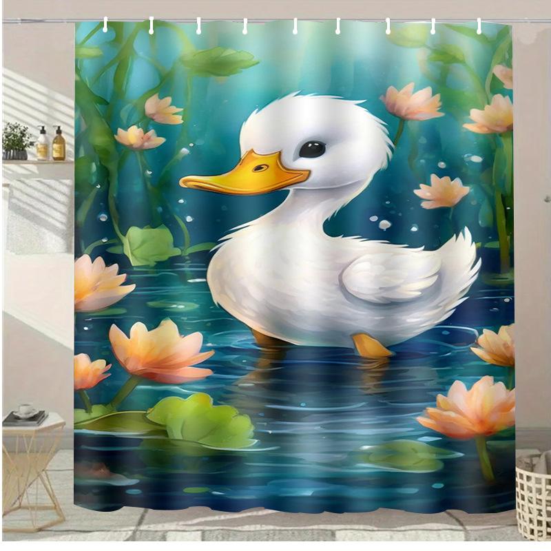 Pond Duck Animals washable Dirt-Resistant Shower Curtain Shower Head waterproof Polyester Bath Curtain For Home Decor