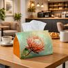 1pc Tissue Box Holder with Modern Artistic Floral Red Design-Protea Botanical Watercolor,Durable Polyester,Ideal for Kitchen,Living Room,Bedroom,Bathr