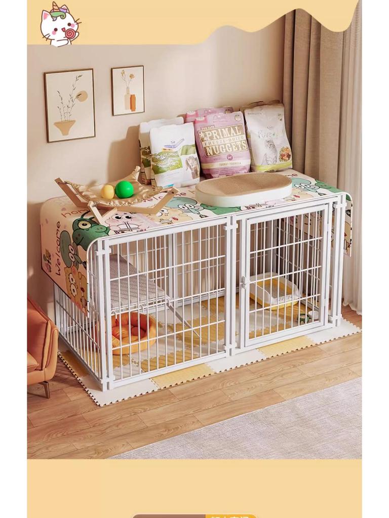 Cage pour chien de taille moyenne et grande avec clôture supérieure - Maison-villa pour chat et chien, Assemblage libre pour chats et chiens