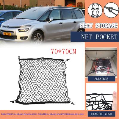 Síť do kufru pro Citroen C4 Grand Picasso 2016 SpaceTourer 2020 5 7místný 2013~2024 Elastická nylonová síť Zadní kufr Autopříslušenství