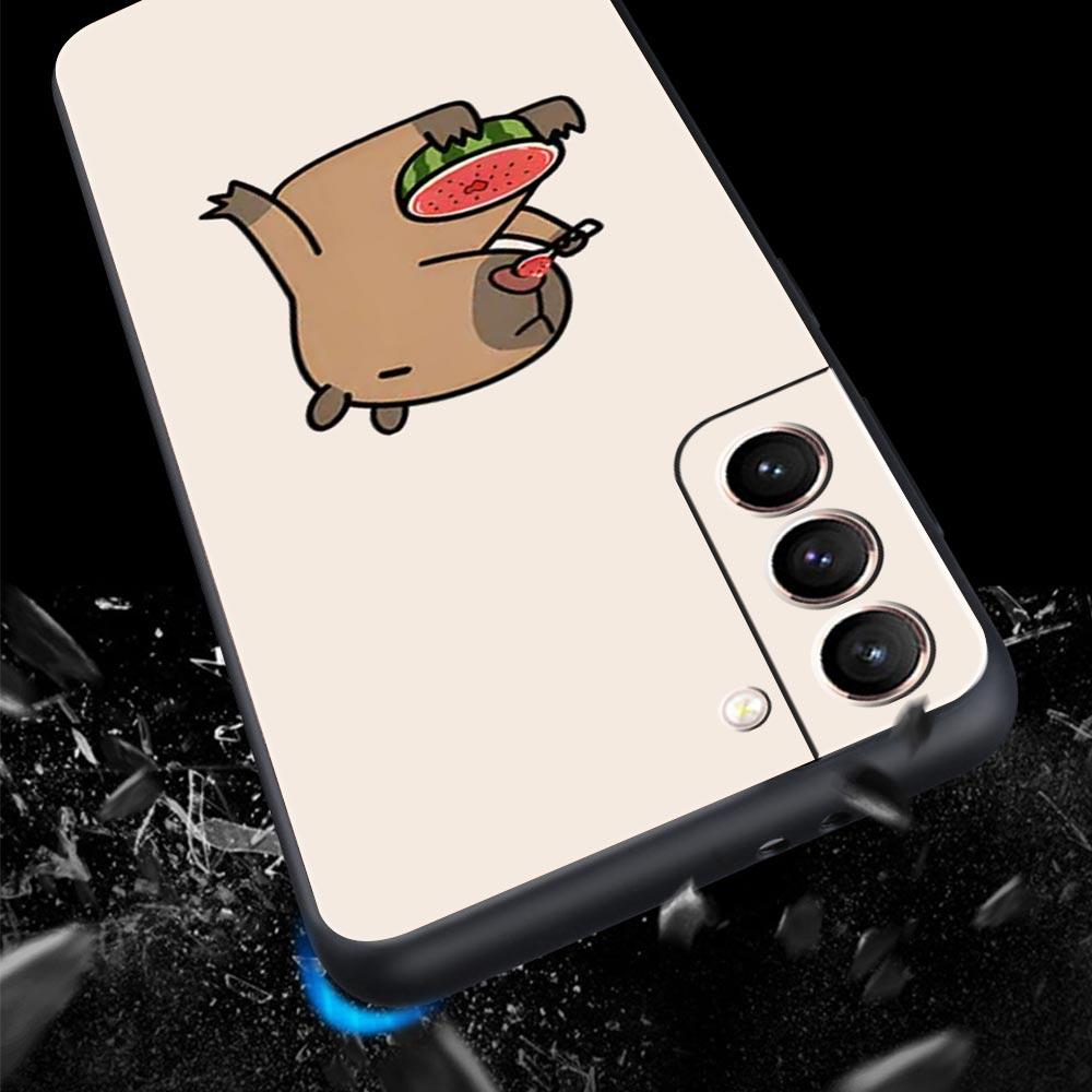 Cute Capybara Phone Case For Samsung Galaxy S26 Ultra S25 Plus S24 FE S23 S22 5G S21 S20 Cover Black Soft