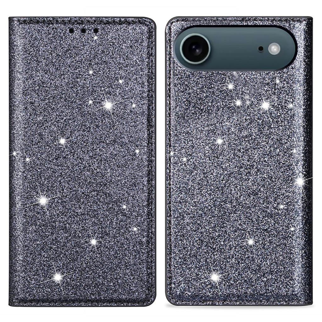 For iPhone 17 Air Case Glittery PU Leather+TPU Card Slot Phone Cover