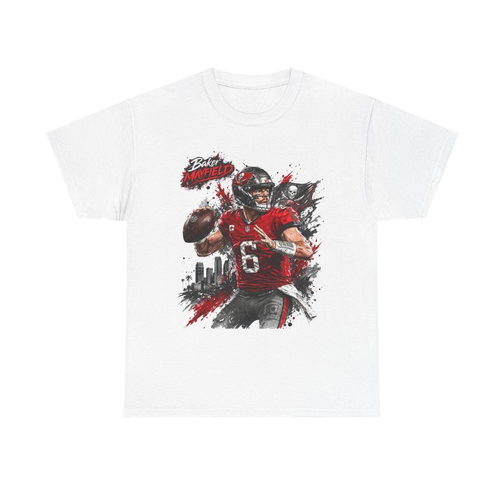 Baker Mayfield Quarterback Action Tee style | Red Black Grunge Sports Shirt