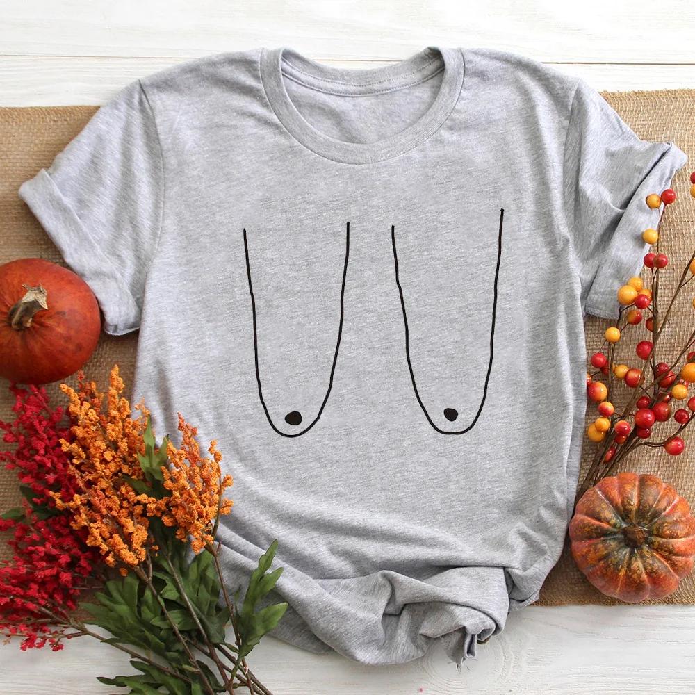 Funny Saggy Breast Print Women T Shirt Short Sleeve O Neck Loose Women Tshirt Ladies Tee Shirt Tops Clothes Camisetas Mujer