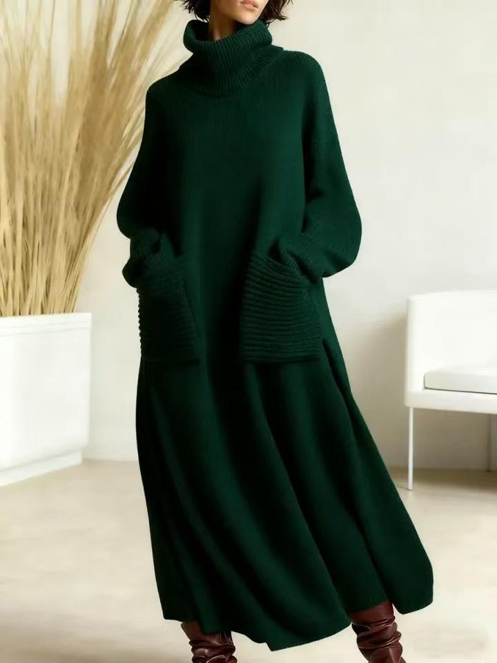 2025 Euro-American High-Neck Woolen Dress Coat