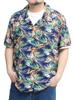 Men's Plus Size Aloha Shirt, Short Sleeve, Rayon, Botanical Floral Print, Open Collar, Size 4L (E)