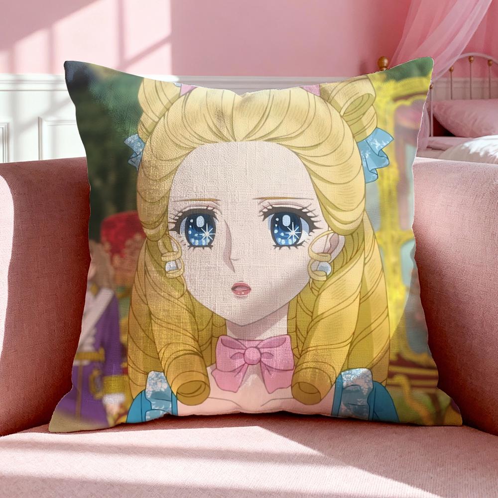 Anime T-The Rose of Versailles Cushion Cover Breathable Linen Pillowcase Summer Odorless Eco-Friendly Invisible Zipper Washable