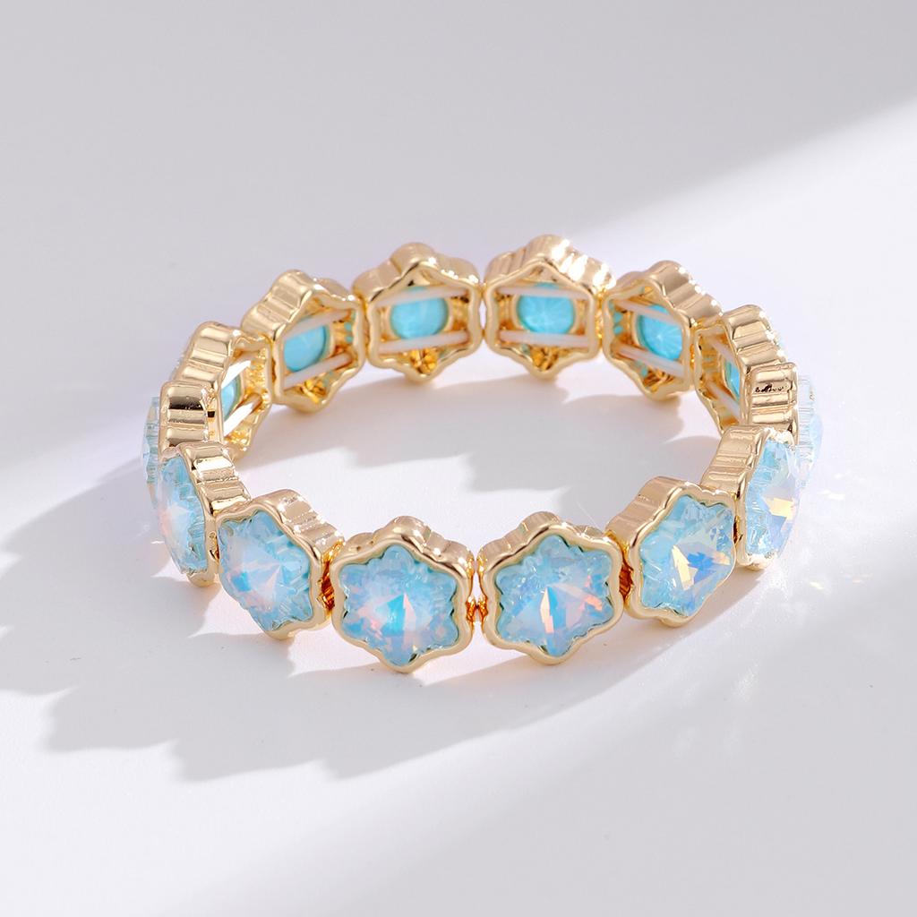 Trendy New Arrival Alloy Stretchable Colorful Glass Bracelet Elastic Cuff Geometric Bracelet Jewelry Gift for Women