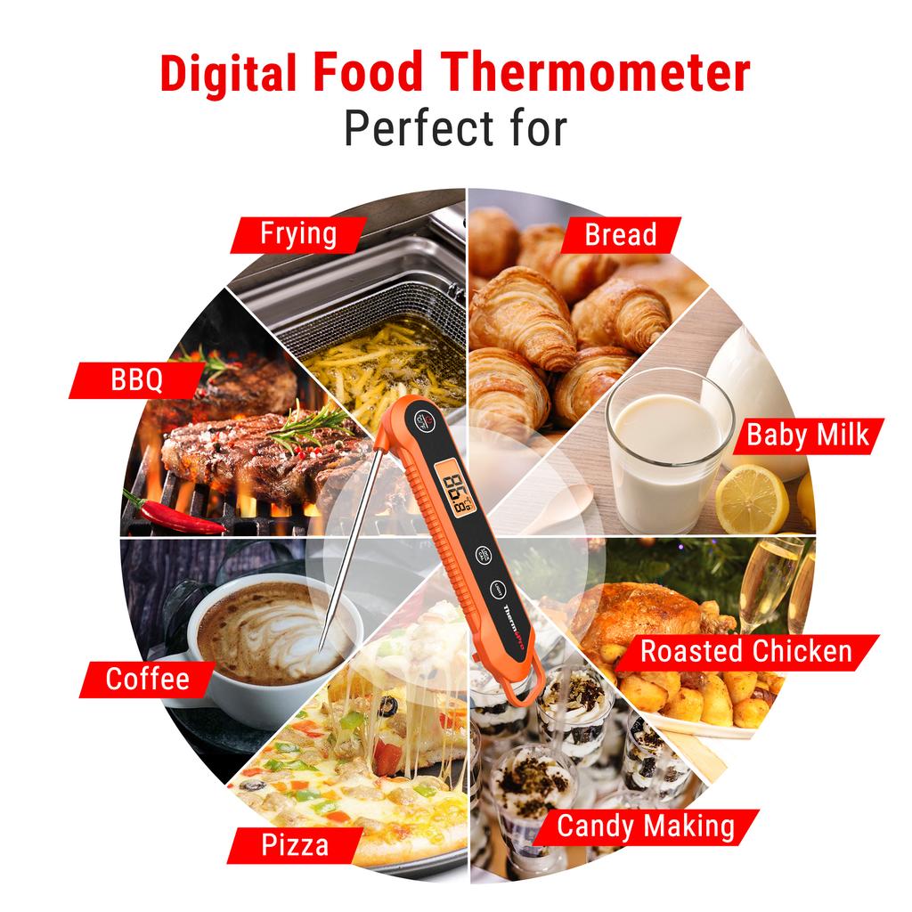 Digitales Sofortlese-Fleischthermometer zum Grillen Wasserdichtes Küchen-Lebensmittel-LCD-Thermometer mit Kalibrierung