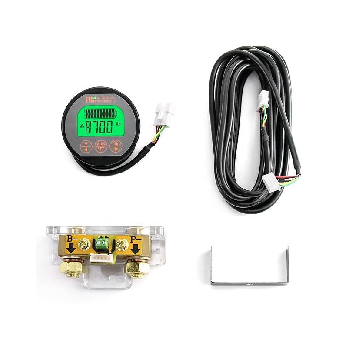 QWORK Battery Monitor Voltmeter Ammeter, Voltage Range 8V-80V and up to 500A, Voltage Current Meter with 13 ft Cable