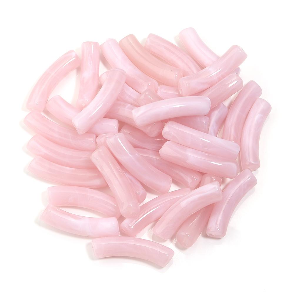 30 pezzi/lotto Perline Tubolari Curve in Acrilico Bicolore Forma Sottile di Bambù Perline Distanziatrici Sfuse Per Braccialetti Collane Fai da te Accessori per Gioielli