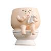 Funny Face Toilet Planter with Drainage Hole for Indoor Plants Cute Face Head Flower Pot for Home Office Balcony Garden