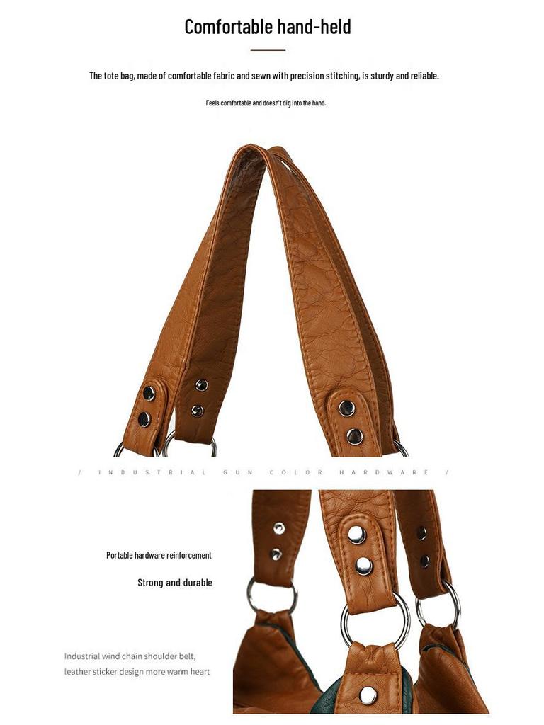 Borsa a tracolla e tote in morbida pelle lavata da donna - Multifunzionale, Casual, alla moda, in PU