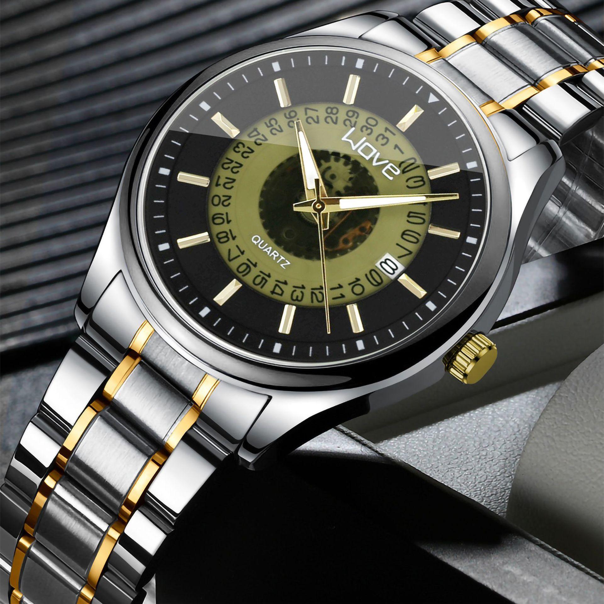 Langjue Leisure Sports Watch Calendar Quartz Watch Steel Belt Business Men S Watch Men S Direct Supply [bare watch]
