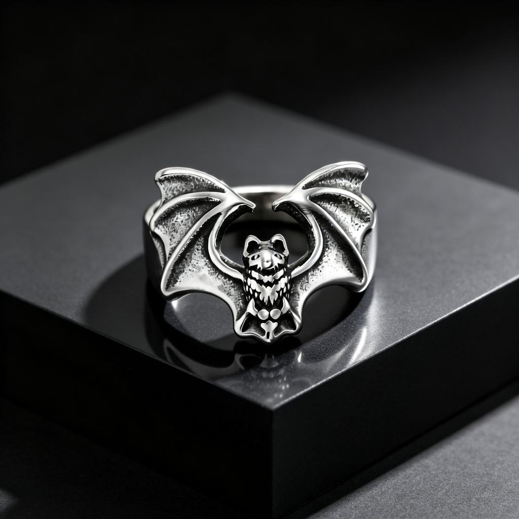 Fashion Gothic Bat Ring for Men, Non-fading Stainless Steel Creative Animal Rings, Punk Unique Design Finger Jewelry Size 8-11