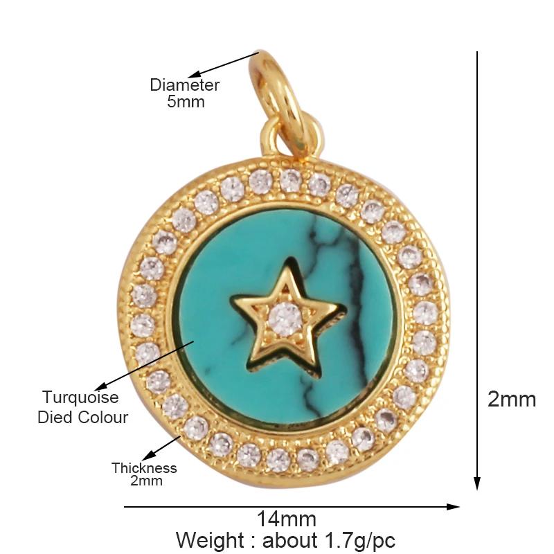 New Trendy Shining Space Sun Moon Star Charm Pendant, Gold Inlaid Cubic Zirconia Jewelry Necklace Bracelet Making Supply L44