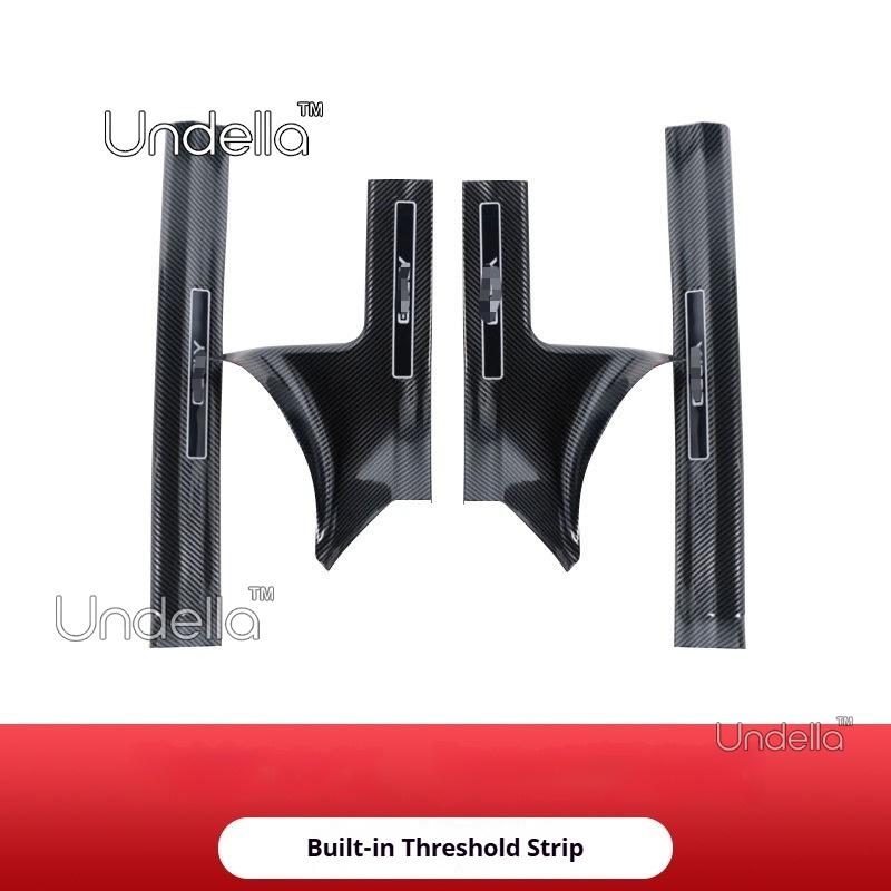For Geely Coolray 2026 2027 Coolray Plus Car Door Sill Guards Pedal Threshold ABS Carbon Fiber Pattern Trim Cover Accessories